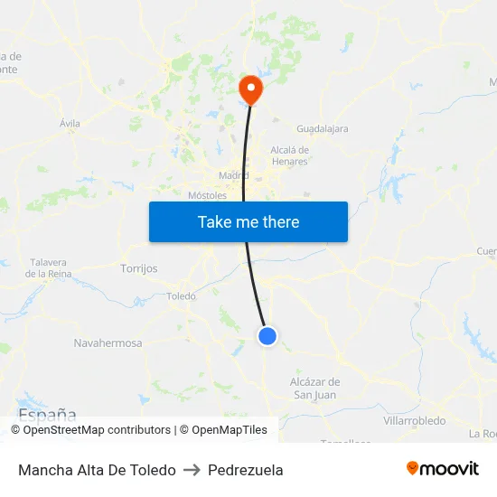 Mancha Alta De Toledo to Pedrezuela map