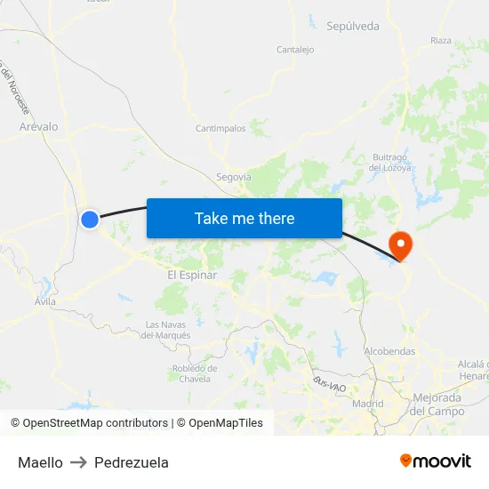 Maello to Pedrezuela map