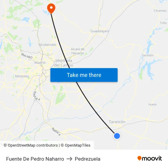 Fuente De Pedro Naharro to Pedrezuela map