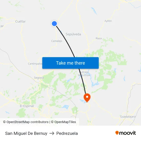 San Miguel De Bernuy to Pedrezuela map