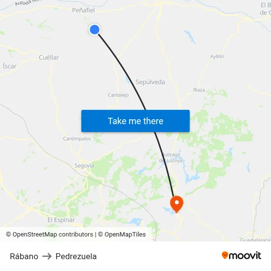 Rábano to Pedrezuela map