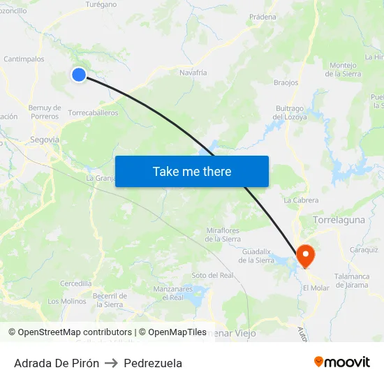 Adrada De Pirón to Pedrezuela map