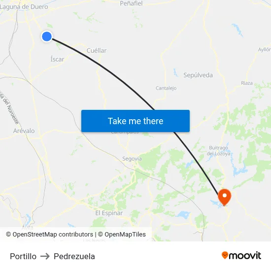 Portillo to Pedrezuela map