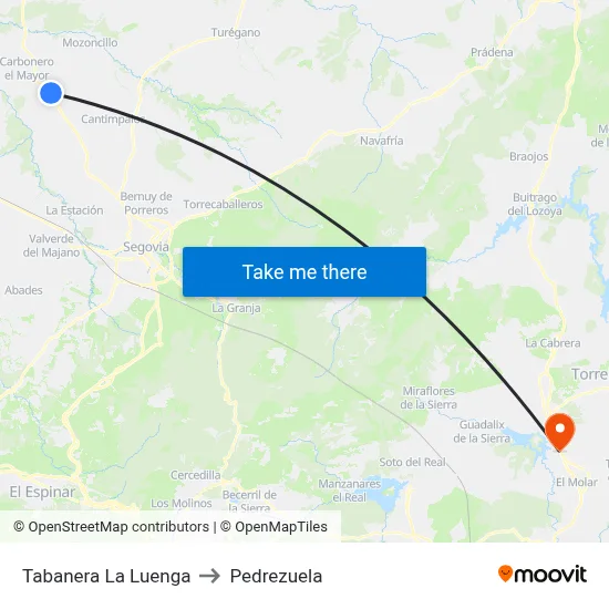 Tabanera La Luenga to Pedrezuela map