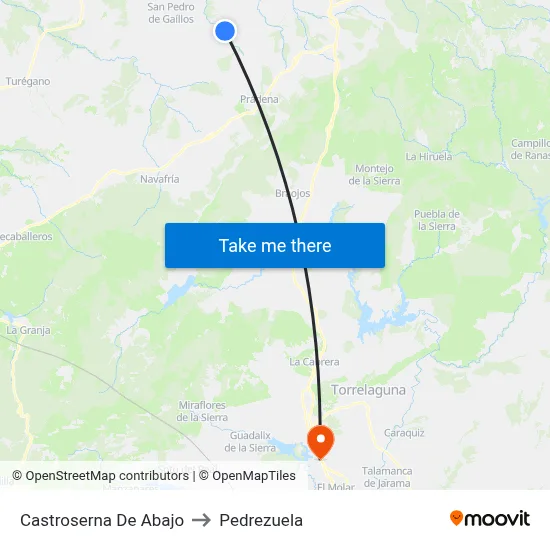 Castroserna De Abajo to Pedrezuela map