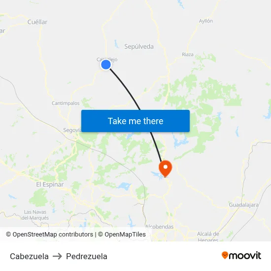 Cabezuela to Pedrezuela map