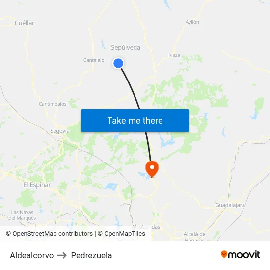 Aldealcorvo to Pedrezuela map