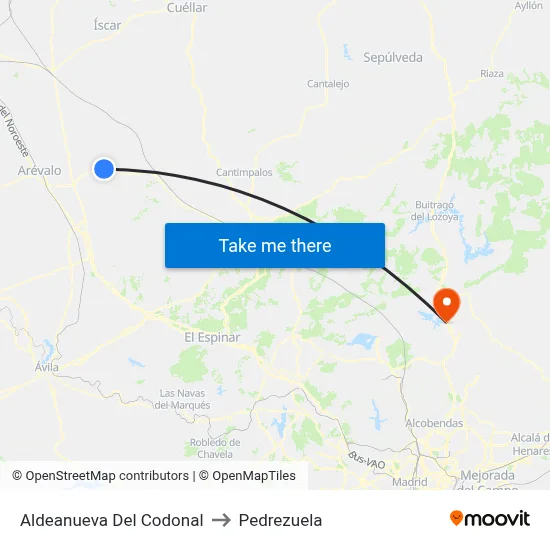 Aldeanueva Del Codonal to Pedrezuela map