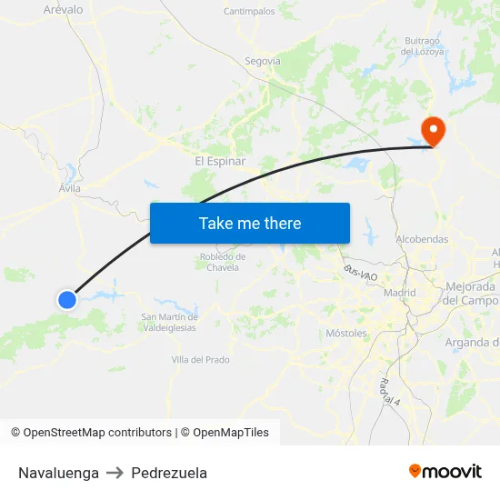 Navaluenga to Pedrezuela map