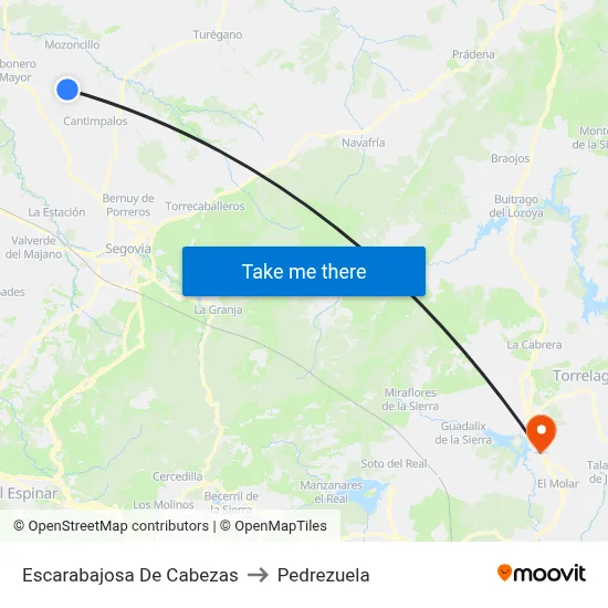 Escarabajosa De Cabezas to Pedrezuela map
