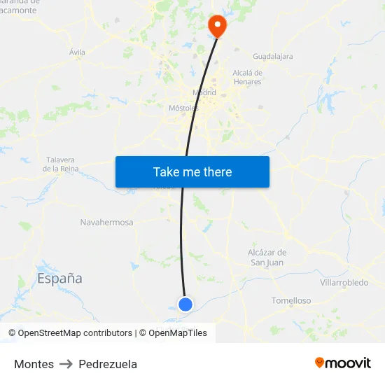 Montes to Pedrezuela map