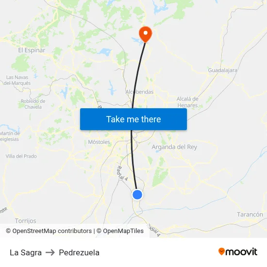 La Sagra to Pedrezuela map
