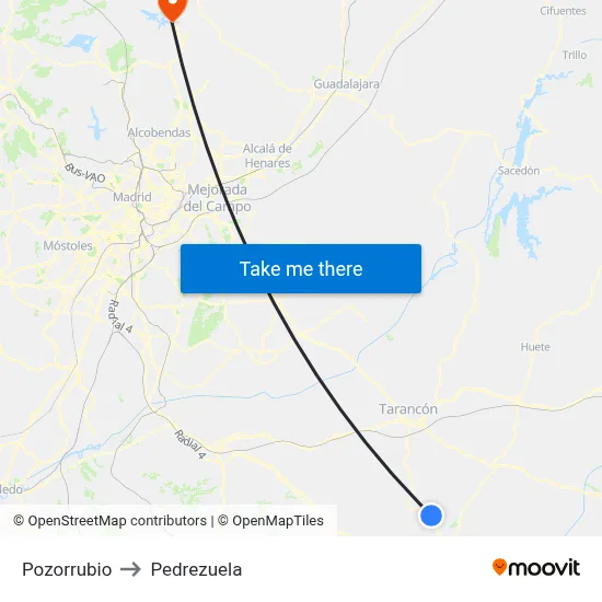 Pozorrubio to Pedrezuela map