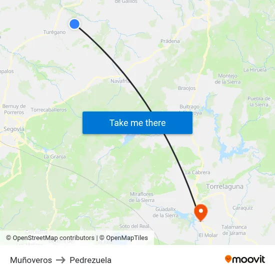 Muñoveros to Pedrezuela map