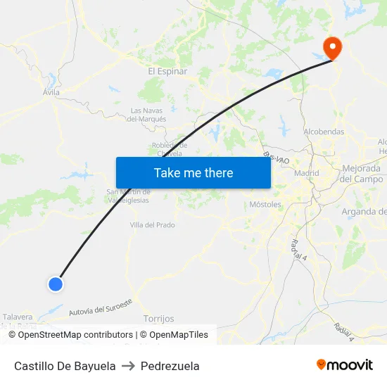 Castillo De Bayuela to Pedrezuela map