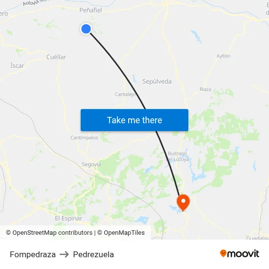 Fompedraza to Pedrezuela map