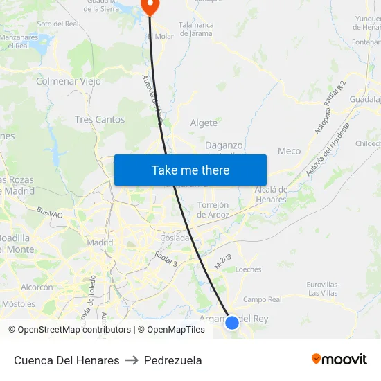 Cuenca Del Henares to Pedrezuela map