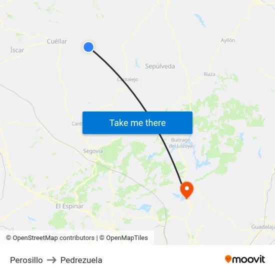 Perosillo to Pedrezuela map
