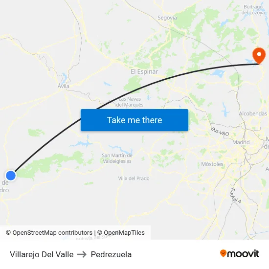 Villarejo Del Valle to Pedrezuela map