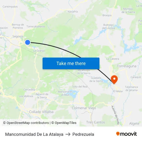 Mancomunidad De La Atalaya to Pedrezuela map