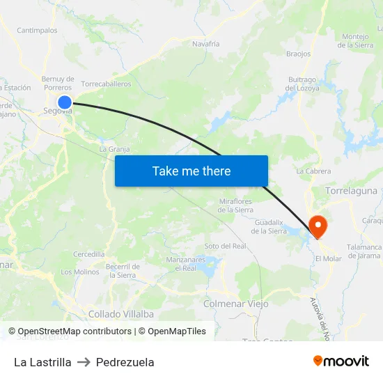 La Lastrilla to Pedrezuela map