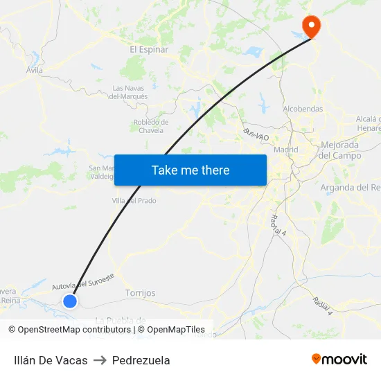 Illán De Vacas to Pedrezuela map