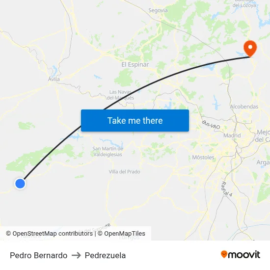 Pedro Bernardo to Pedrezuela map