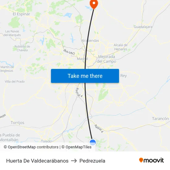 Huerta De Valdecarábanos to Pedrezuela map