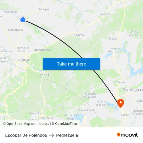 Escobar De Polendos to Pedrezuela map