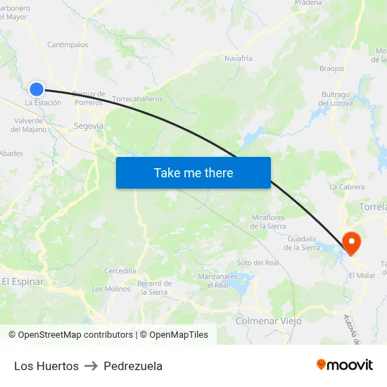 Los Huertos to Pedrezuela map