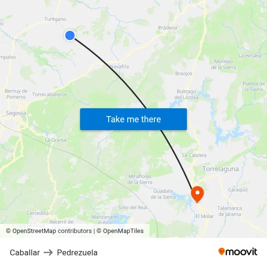 Caballar to Pedrezuela map