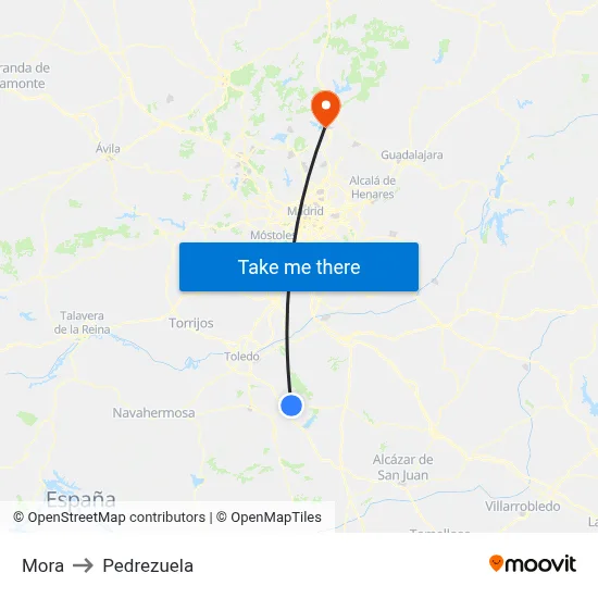 Mora to Pedrezuela map