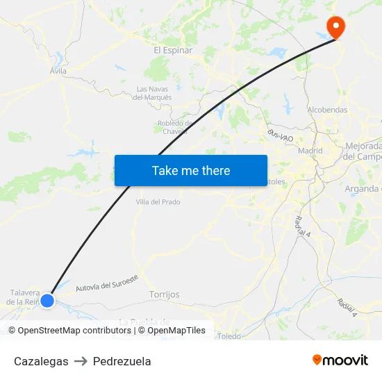 Cazalegas to Pedrezuela map