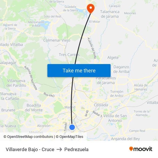 Villaverde Bajo - Cruce to Pedrezuela map
