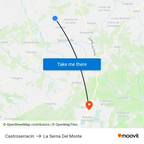 Castroserracín to La Serna Del Monte map