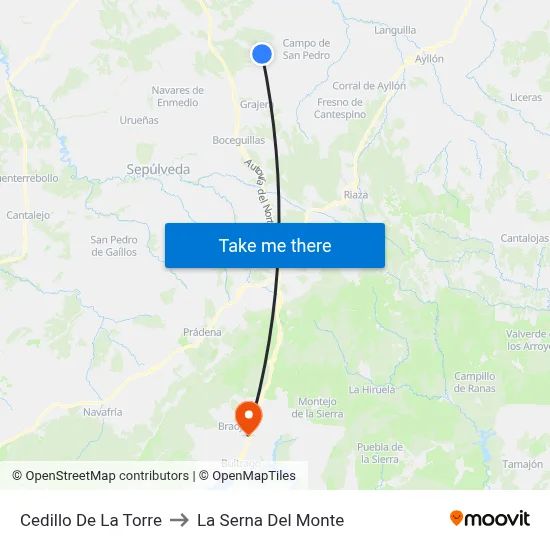 Cedillo De La Torre to La Serna Del Monte map