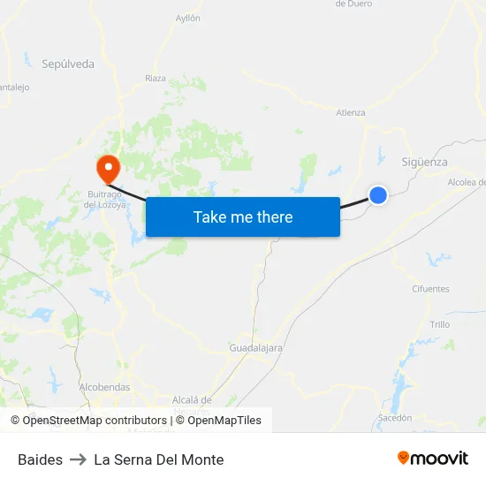 Baides to La Serna Del Monte map