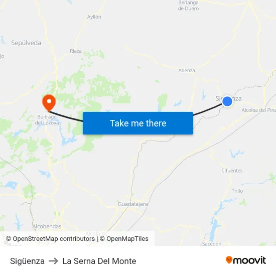 Sigüenza to La Serna Del Monte map