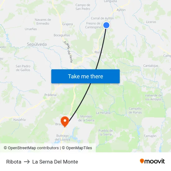 Ribota to La Serna Del Monte map