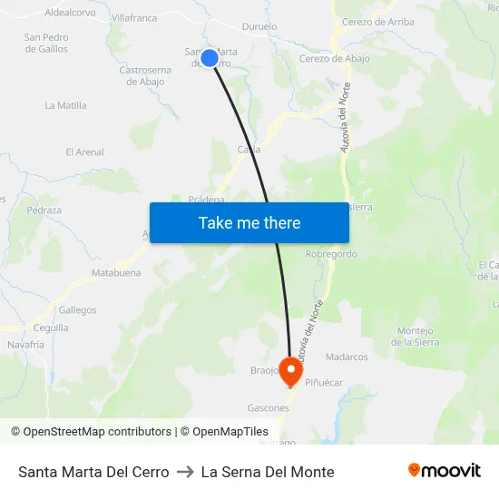 Santa Marta Del Cerro to La Serna Del Monte map