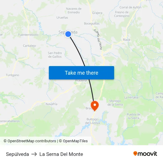 Sepúlveda to La Serna Del Monte map