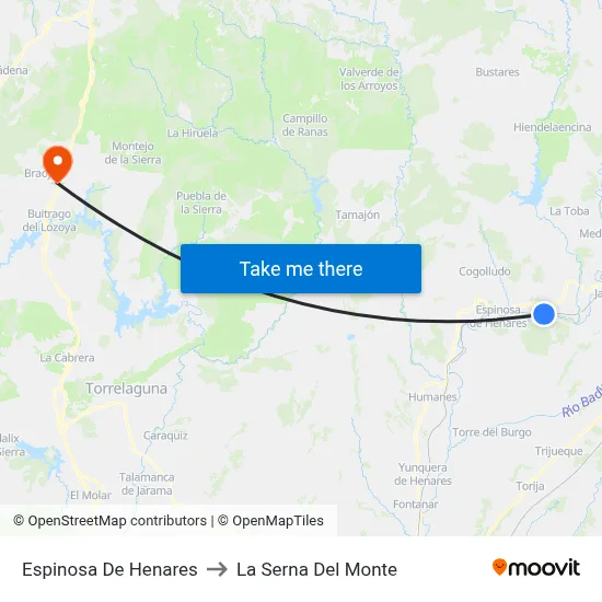 Espinosa De Henares to La Serna Del Monte map