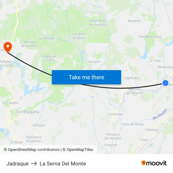 Jadraque to La Serna Del Monte map