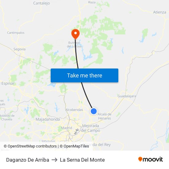 Daganzo De Arriba to La Serna Del Monte map