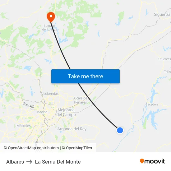 Albares to La Serna Del Monte map
