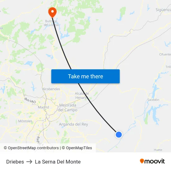Driebes to La Serna Del Monte map