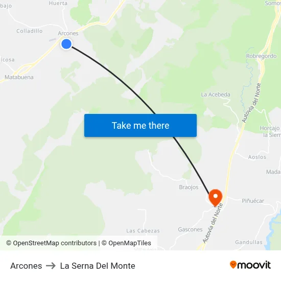 Arcones to La Serna Del Monte map