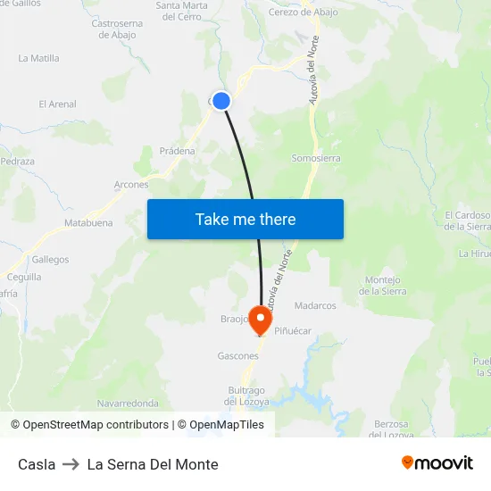 Casla to La Serna Del Monte map