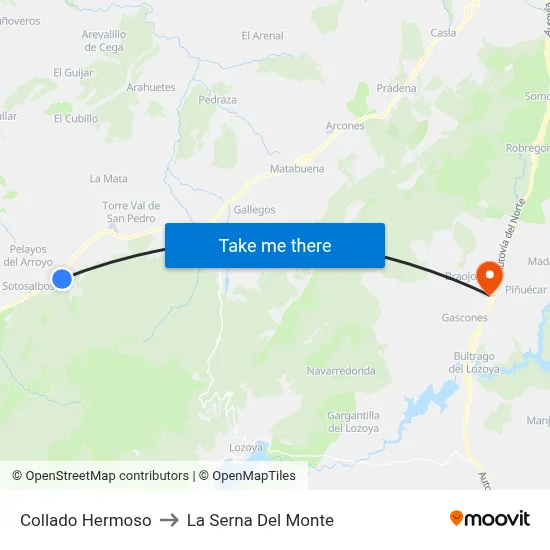 Collado Hermoso to La Serna Del Monte map