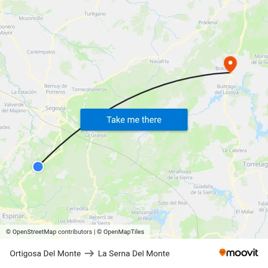 Ortigosa Del Monte to La Serna Del Monte map